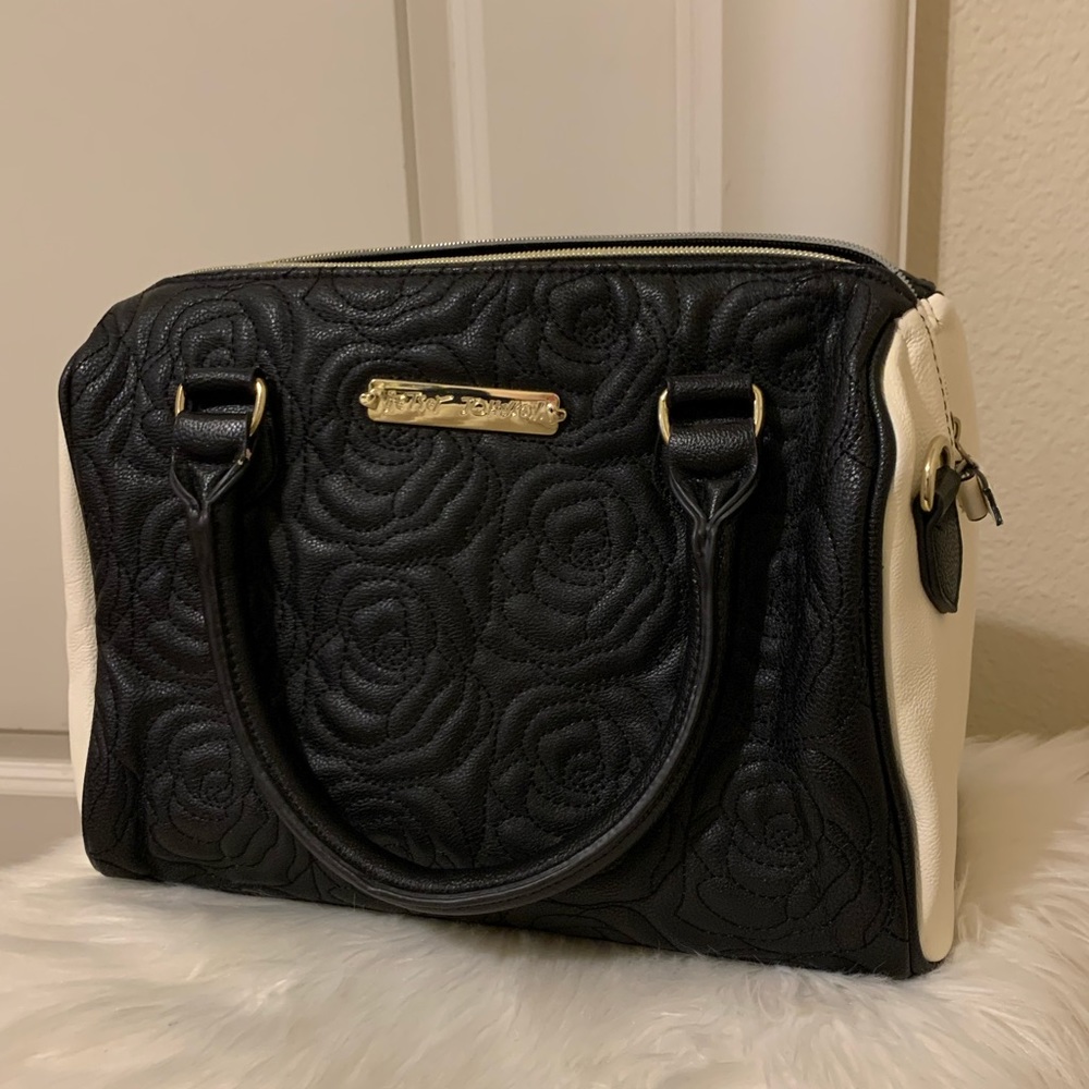 Betsey Johnson Rose Design Black / White Bag